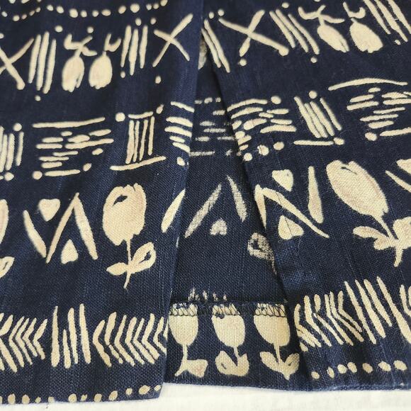 Positive Influence VTG Women's SZ 16 Maxi Short Sleeve Navy/Beige Linen Blend - Picture 11 of 13